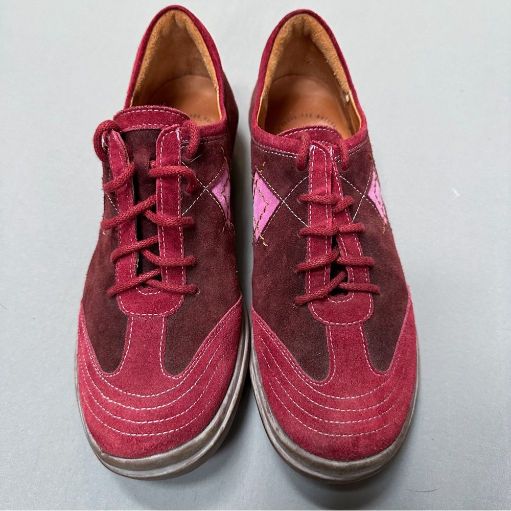 Think! Red Patchwork Suede Walking Shoes Loafers … - image 4